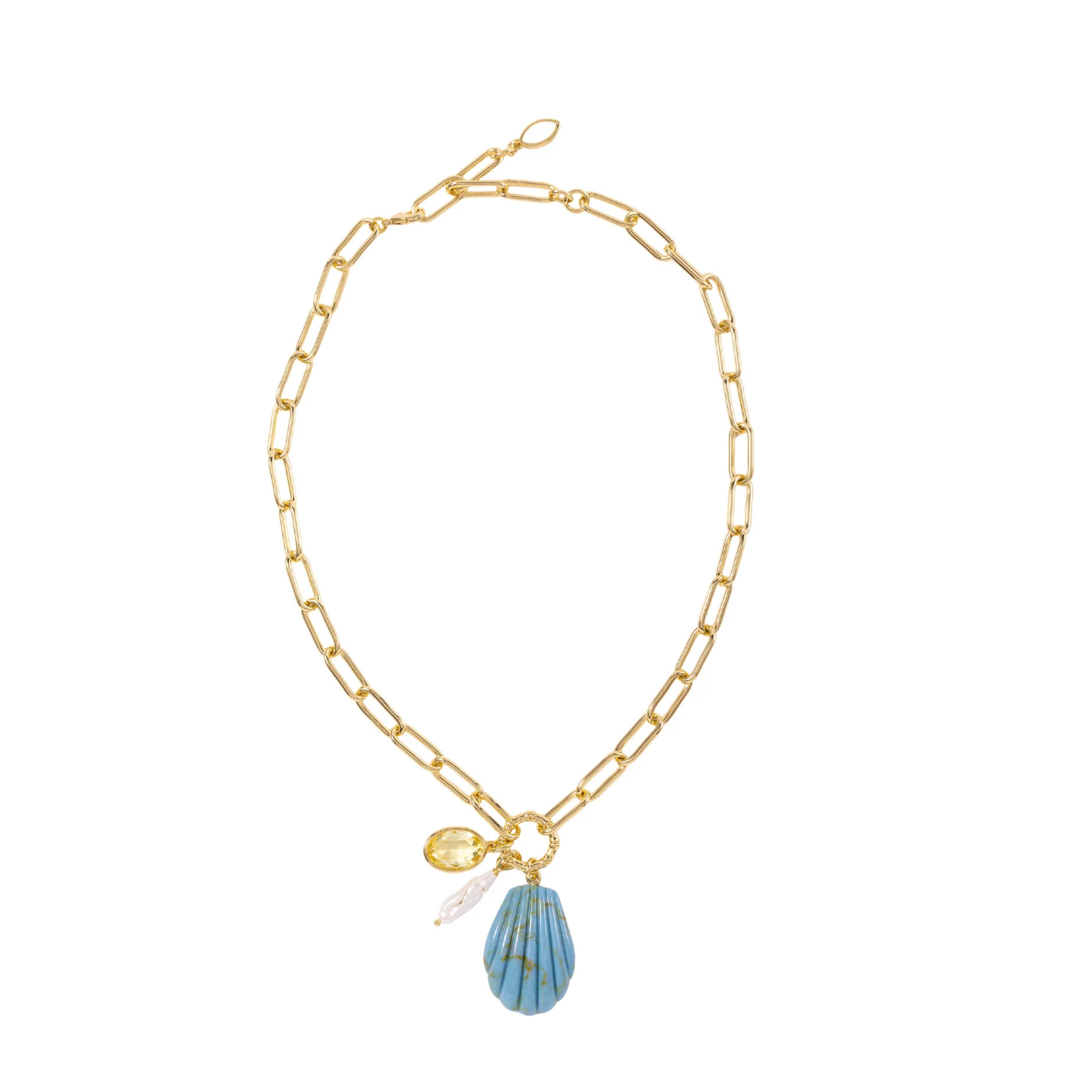 Natalia Charm Necklace | Turquoise Shell Charm Necklace | Mignonne Gavigan