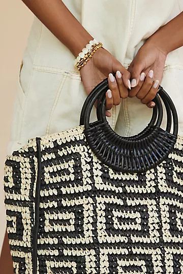 With The Brand Geometric Raffia Satchel | Anthropologie (US)