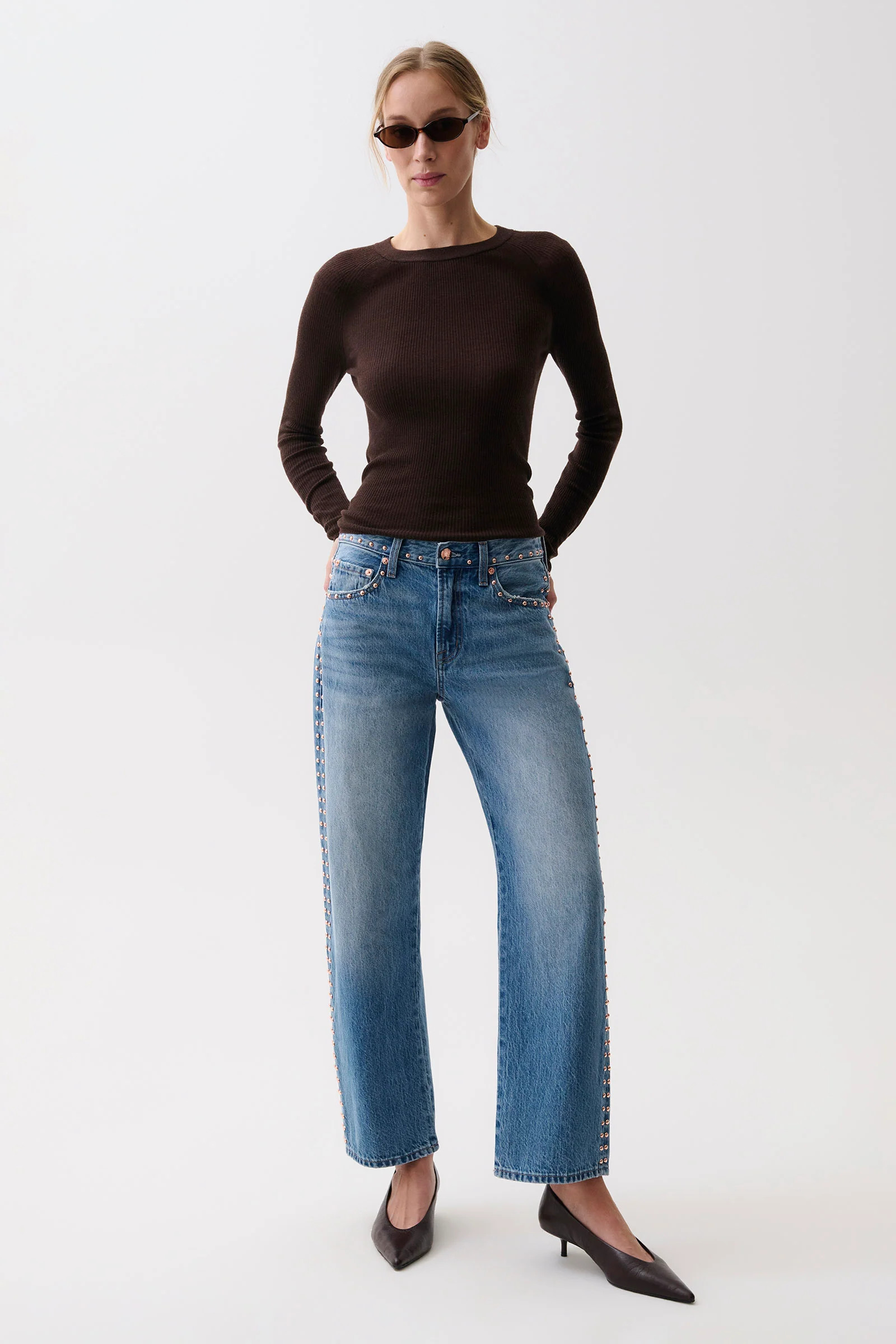 Lexi Mid Rise Bowed Straight - Star Studded | Pistola Denim