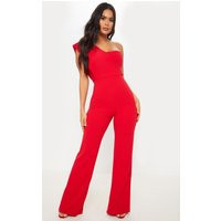Red Drape One Shoulder Jumpsuit | PrettyLittleThing CAN