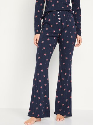 High-Waisted Pointelle-Knit Flare Pajama Pants for Women | Old Navy (CA)