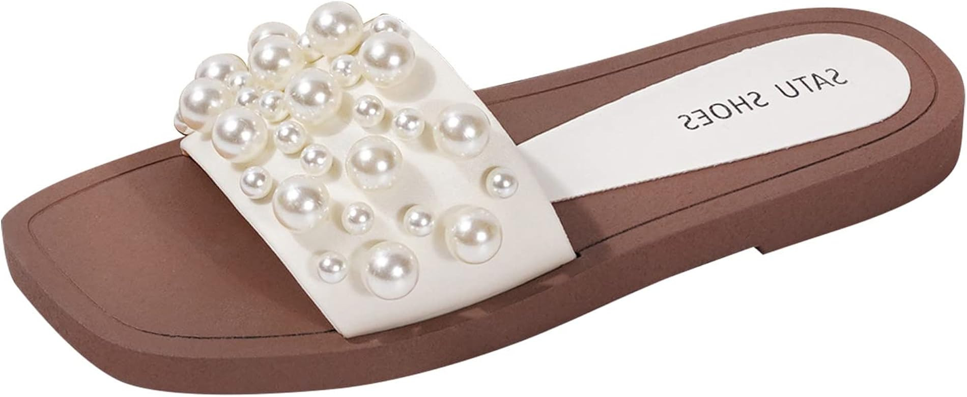 Women Slippers Pearl Slippers Fashion All Match Casual Pearl Non Slip Black Sandals for Women | Amazon (US)