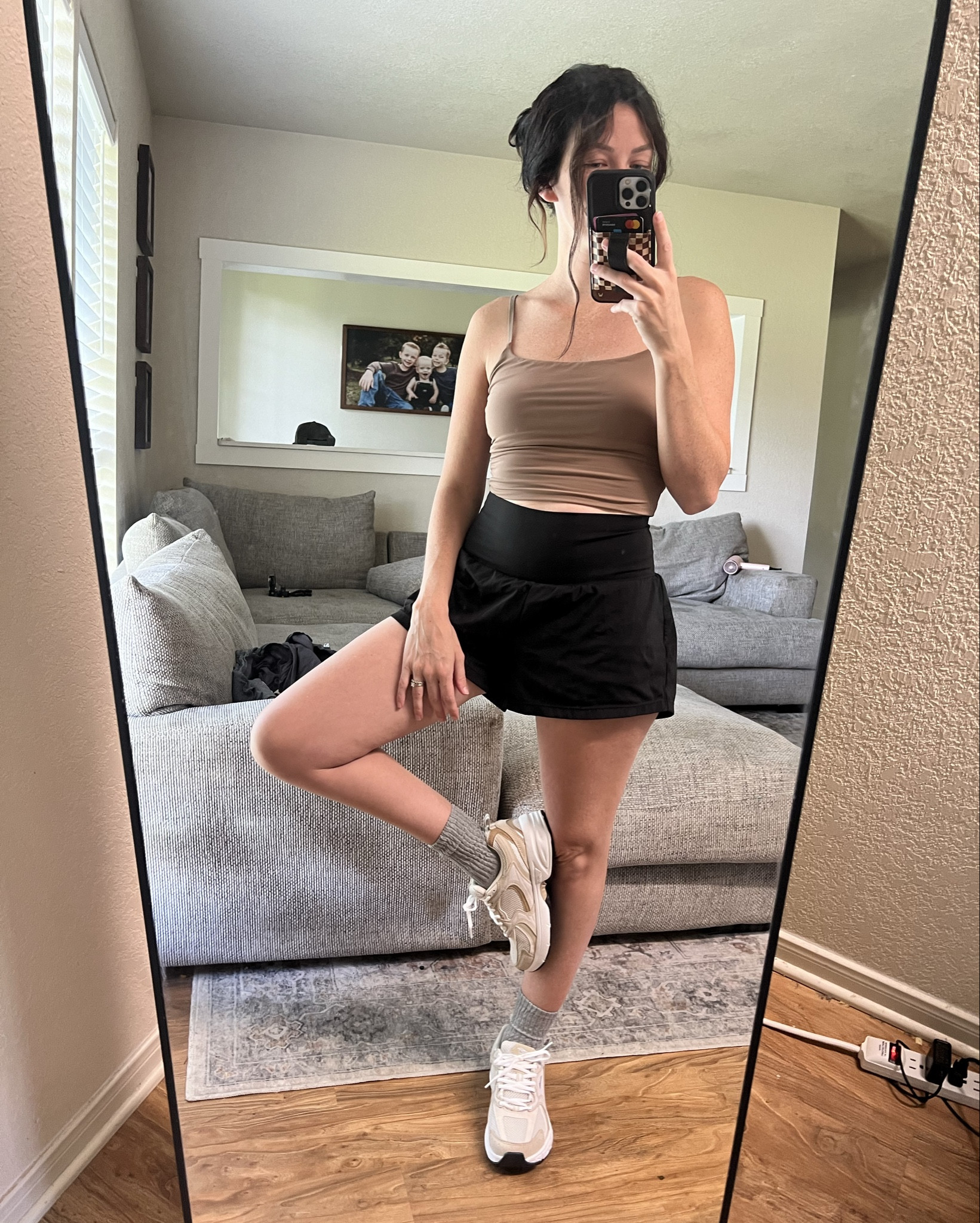 Do I workout? No. Do I like to dress like it? Yes. Fave shorts and my new fave dupe shoes from Walmart!! I’m 5’3” , 112 lbs wearing a small top and shorts. (Shorts could even stand to go xs if I wanted them to fit more snug) #halara 
#walmartfinds 

#LTKShoeCrush #LTKActive #LTKSaleAlert