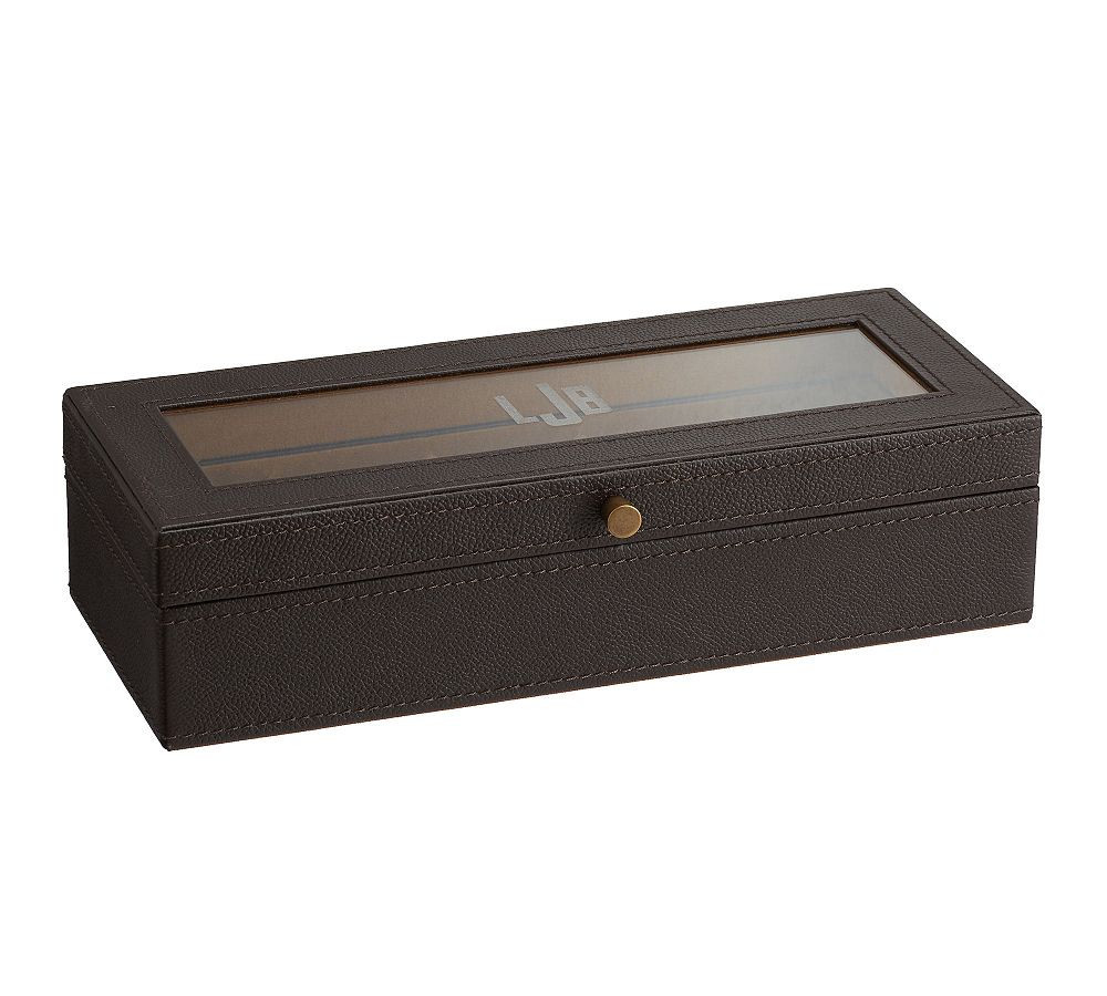 Grant Leather Watch Box, 5 Slot, Brown | Pottery Barn (US)