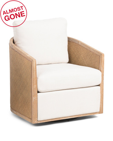 30x35 Rattan Kane Swivel Accent Chair With Solid Wooden Base | TJ Maxx