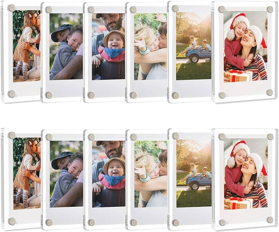12 Pack Acrylic Fridge Magnetic Frame, Double Sided Clear Refrigerator Magnetic Polaroid Picture ... | Amazon (US)