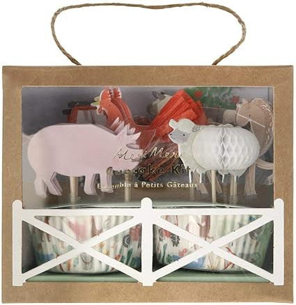 Meri Meri On the Farm Cupcake Kit, with 24 toppers in 6 amazing designs, and 24 coordinating case... | Amazon (US)