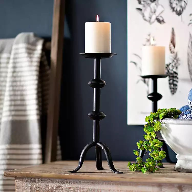 Black Distressed Metal Candle Holder, 14 in. | Kirkland's Home