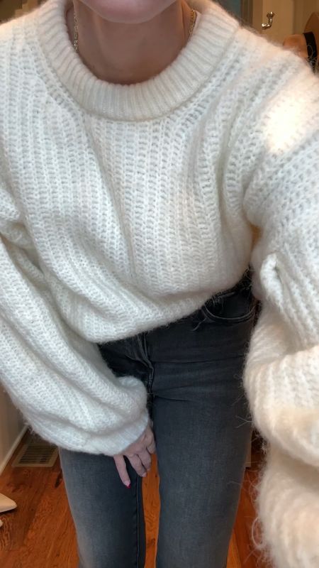 Target sweater and good American jeans in size 2. 

#LTKunder50 #LTKSeasonal #LTKFind