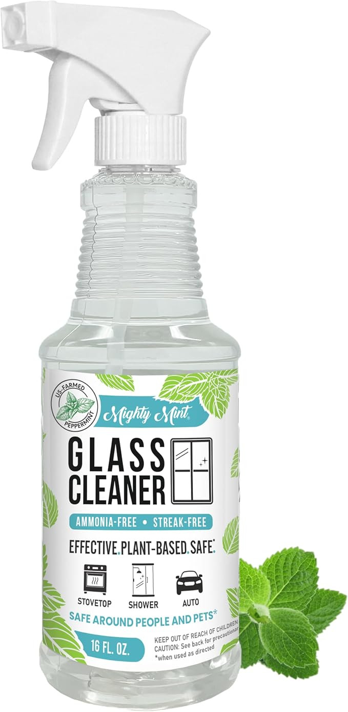 Mighty Mint Glass Cleaner, Non-Toxic, Streak-Free Spray for Windows, Screens, Stovetop, Bathroom,... | Amazon (US)