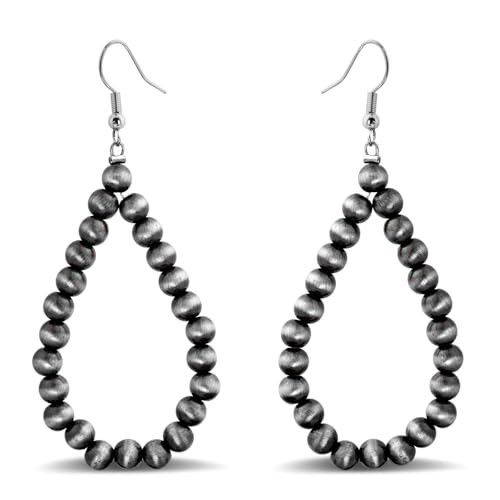Teppdfann Handcrafted Navajo Pearls Jewelry Boho Beaded Teardrop Earrings, Stylish Black and Silver Drop Dangle Earrings for Women, Perfect Pearl Jewelry Gift Lightweight and Timeless Design | Amazon (US)