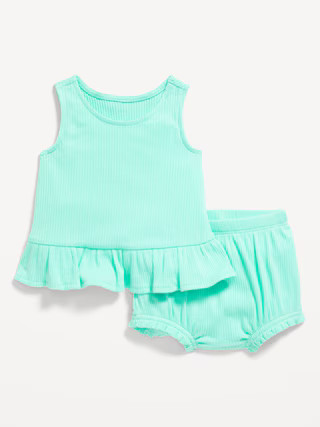 Sleeveless Ribbed Ruffle-Trim Top and Shorts Set for Baby | Old Navy | Old Navy (US)