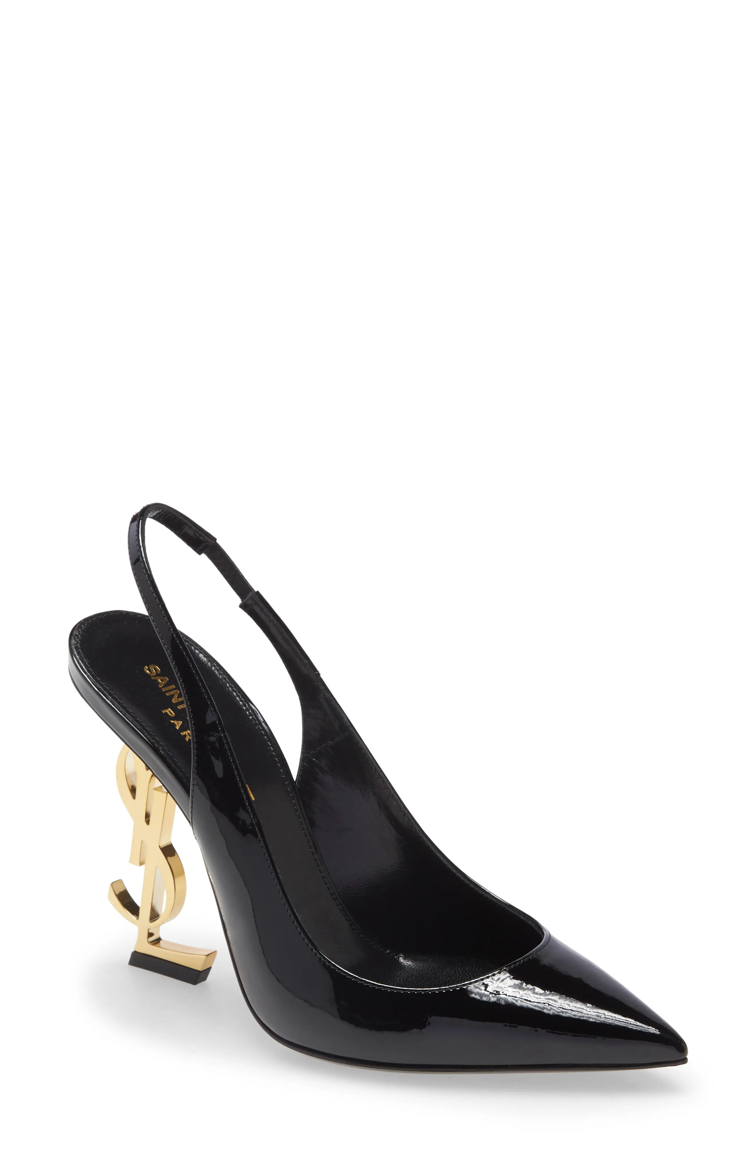 Women's Saint Laurent Opyum Pointed Toe Slingback Pump, Size 8US - Black | Nordstrom