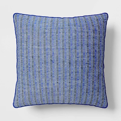18"x18" Textural Lines Square Outdoor Throw Pillow Blue - Threshold™ | Target