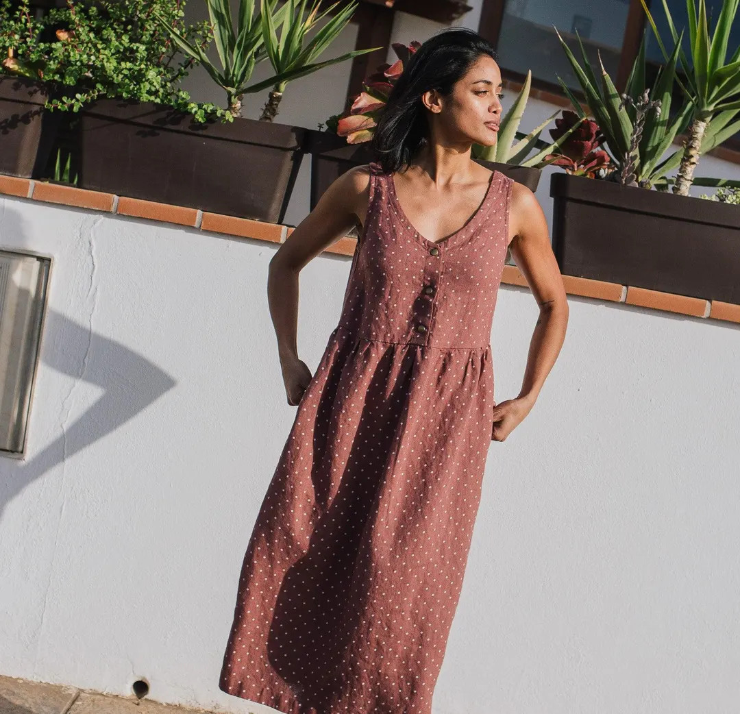 Linen dress VALLEY / front brass snaps / linen dresses / button up / summer dress | Etsy (US)