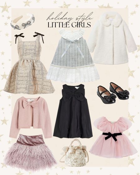Holiday outfits for little girls. Bought the cream and metallic bow dress for Vivie & it's SO adorable!! 

#LTKkids #LTKHoliday #LTKSeasonal