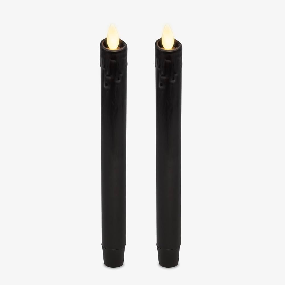 Luminara Black Set of 2 Wax Drip Flameless Candle Tapers (1 x 9.5 inch), Moving Flame LED Candle Uns | Amazon (US)