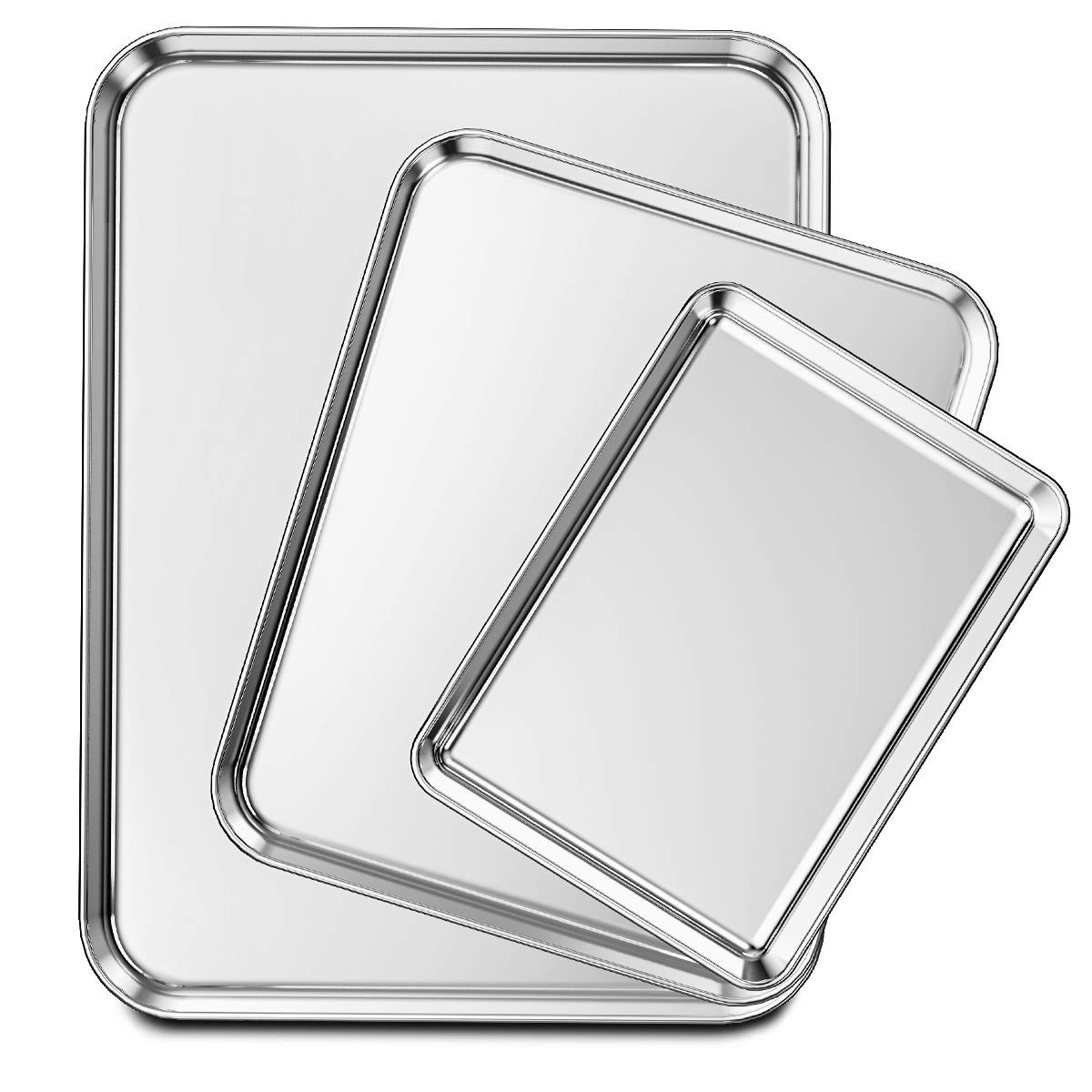 Wildone Baking Sheet Set of 3, Stainless Steel Cookie Sheet Baking Sheet Pan, 9/12/16 Inch, Non T... | Amazon (US)