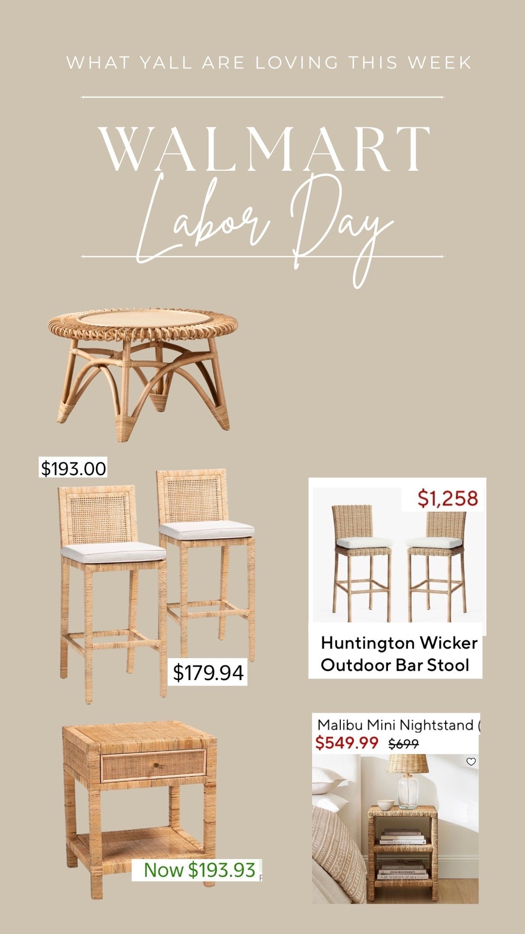 Summer home finds from Walmart I have been obsessed with! These wicker chairs and tables are fabulosity for summer! Love how you can pair any color with them since they are a staple neutral. ✨🤍



Walmart finds, Walmart, decor inspo, summer home, summer home decor, home decor, home inspo, summer home, patio decor, living room decor