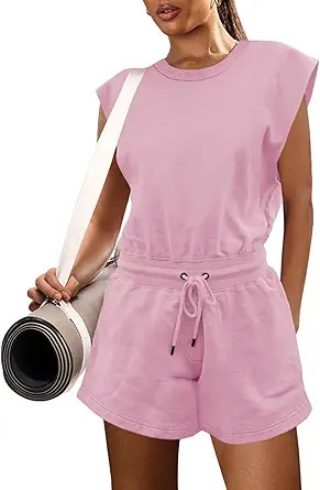 LAMISSCHE Womens Workout Romper with Pockets Sleeveless One Piece Short Jumpsuits Casual Open Bac... | Amazon (US)