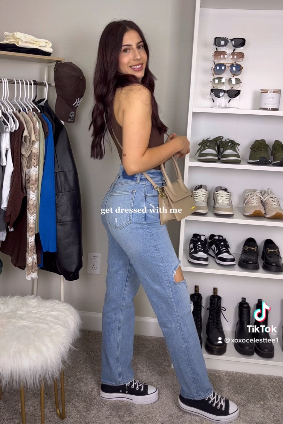 top: small (skims) but i added a more affordable option from amazon! jeans: 26R (5’4) & bag: 20cm no box 🤎 

#LTKstyletip #LTKfit #LTKitbag