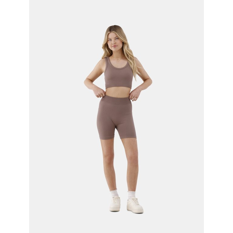 No Boundaries Textured Seamless Tank Top and Shorts Set, 2-Piece, Women’s | Walmart (US)