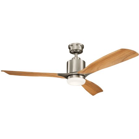 Kichler 300027NBR Natural Brass Ridley II 52" Ceiling Fan with Blades, LED Light Kit and Wall Con... | Build.com, Inc.