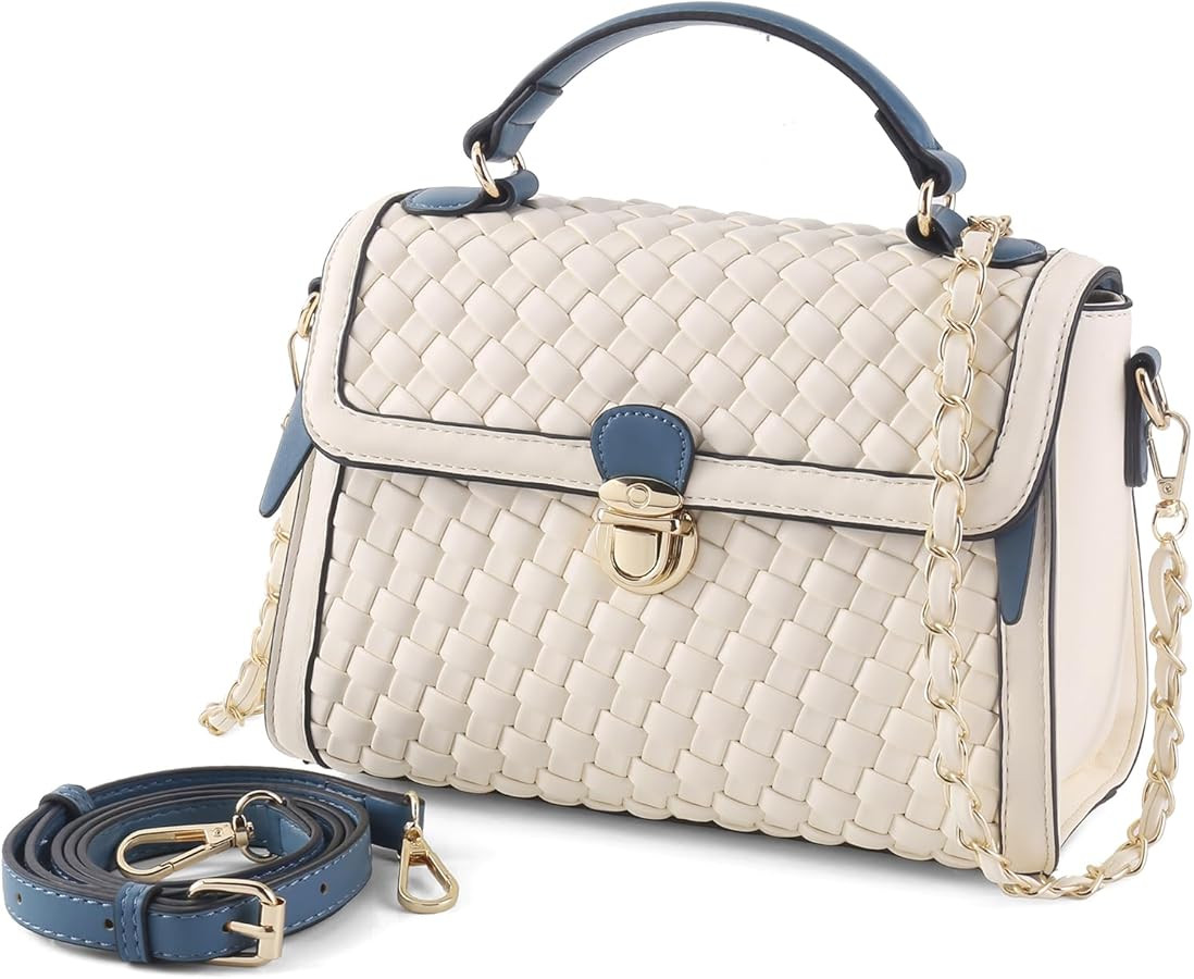 Woven Purses For Women Crossbody Bags Vegan Leather Hand Woven Handbag Shoulder Bag Top Handle Sa... | Amazon (US)