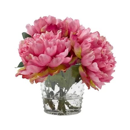 D&W Silks - Pink Peonies in Glass Vase | Walmart (US)