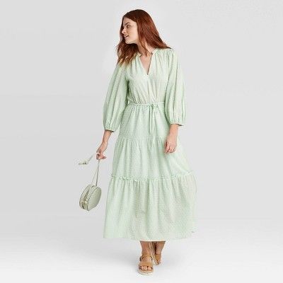 Women's Long Sleeve Clipspot Tiered Dress - A New Day™ | Target