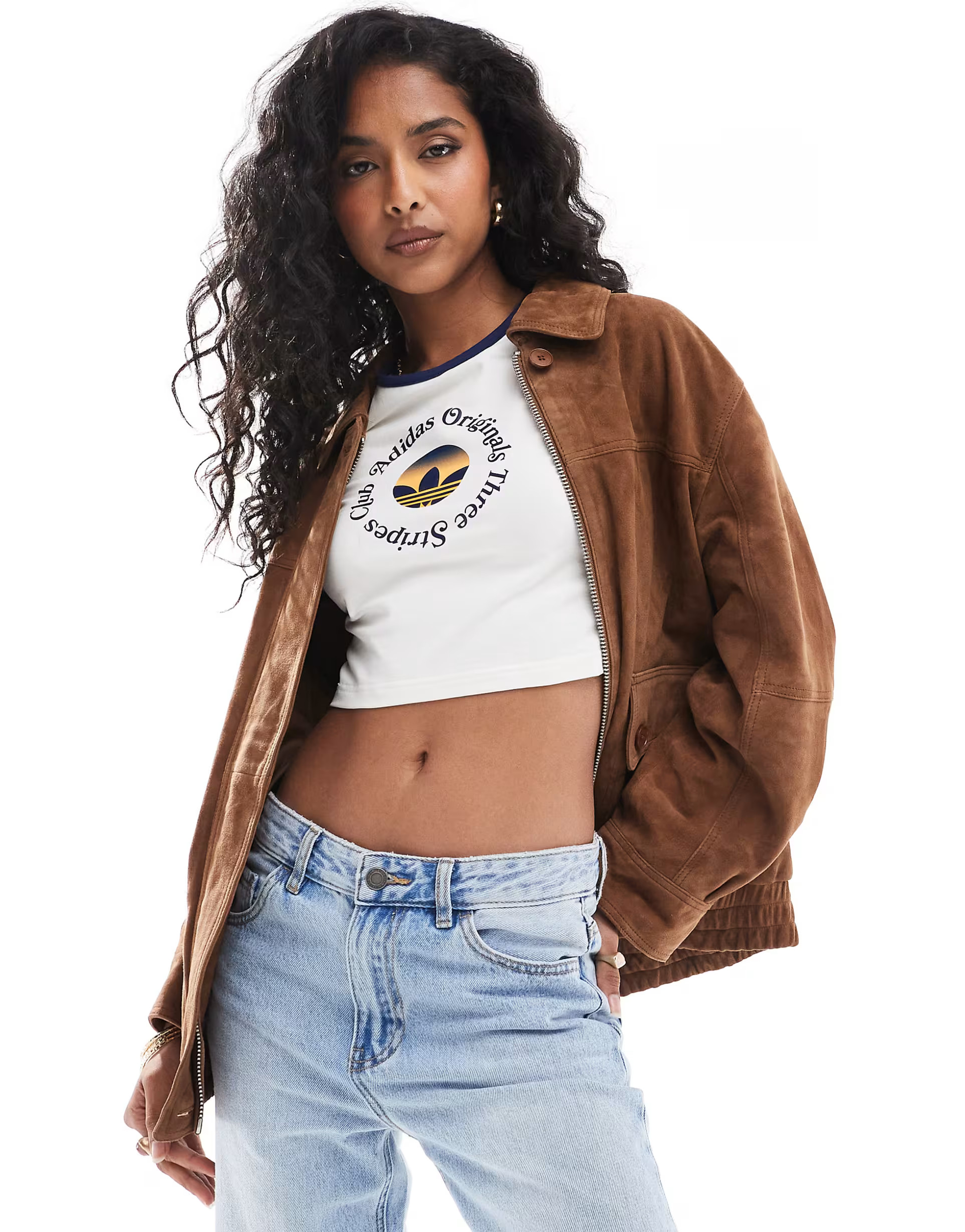 ASOS DESIGN real suede oversized bomber in tan | ASOS (Global)