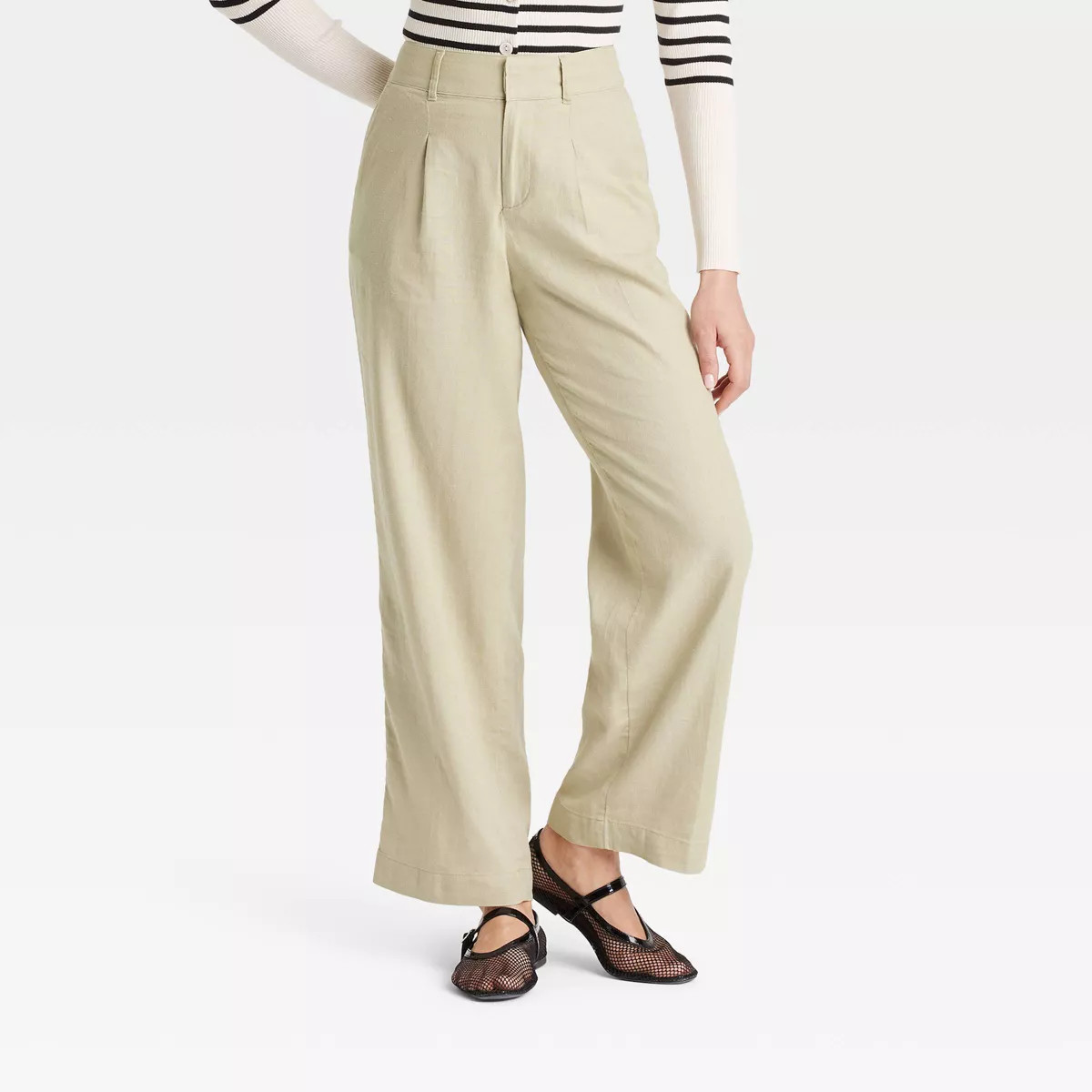 Women's High-Rise Linen Pleated Front Straight Trousers - A New Day™ | Target