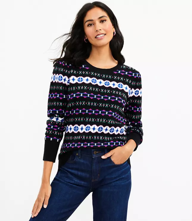 Fair Isle Puff Sleeve Sweater | LOFT