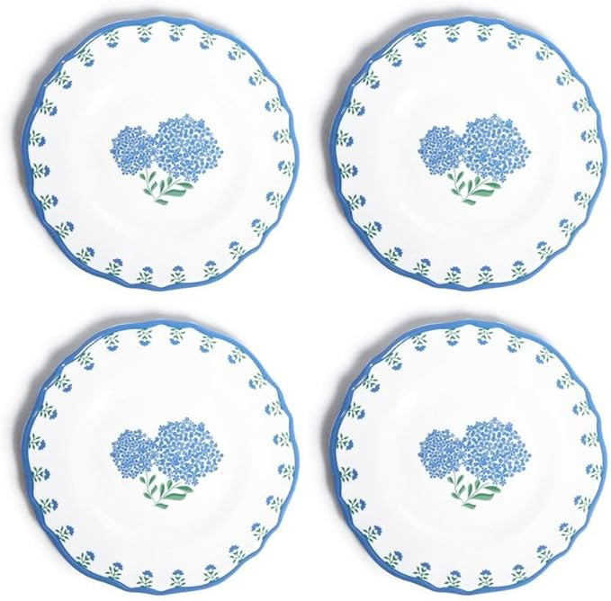 Two's Company 4PC Unbreakable Melamine Hydrangea Salad/Dessert Plates, 9" Plastic Dinnerware Set | Amazon (US)