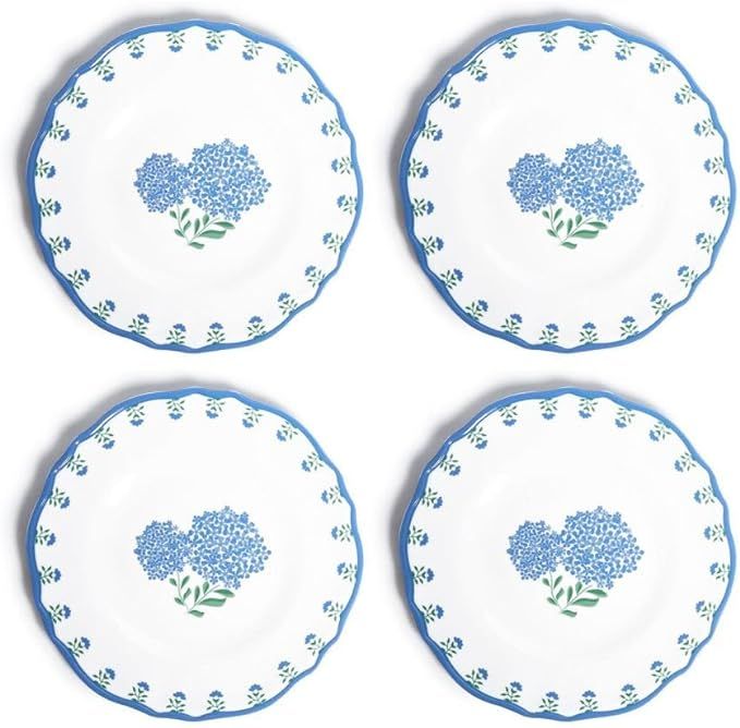 Two's Company 4PC Unbreakable Melamine Hydrangea Salad/Dessert Plates, 9" Plastic Dinnerware Set | Amazon (US)