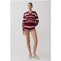 Philly Stripe Knit Short / Burgundy/Cream | MESHKI | XXS | MESHKI US