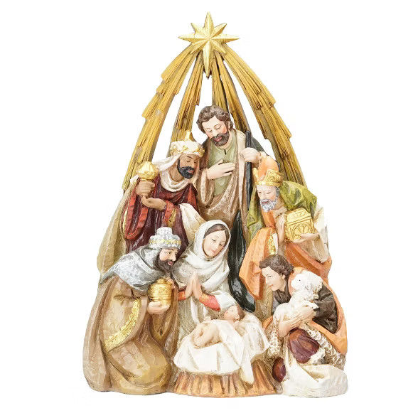 Roman 10.5" Vibrantly Colored Nativity Scene Beneath the Bethlehem Star Christmas Tabletop Decor | Target