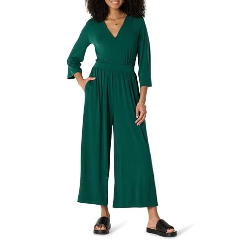 Amazon Essentials Damen-Jumpsuit aus Jersey, lockere Passform, matt, Dunkelgrün, Größe S | Amazon (DE)