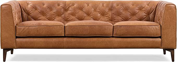 Poly and Bark Essex Sofa in Full-Grain Pure-Aniline Italian Tanned Leather in Cognac Tan | Amazon (US)