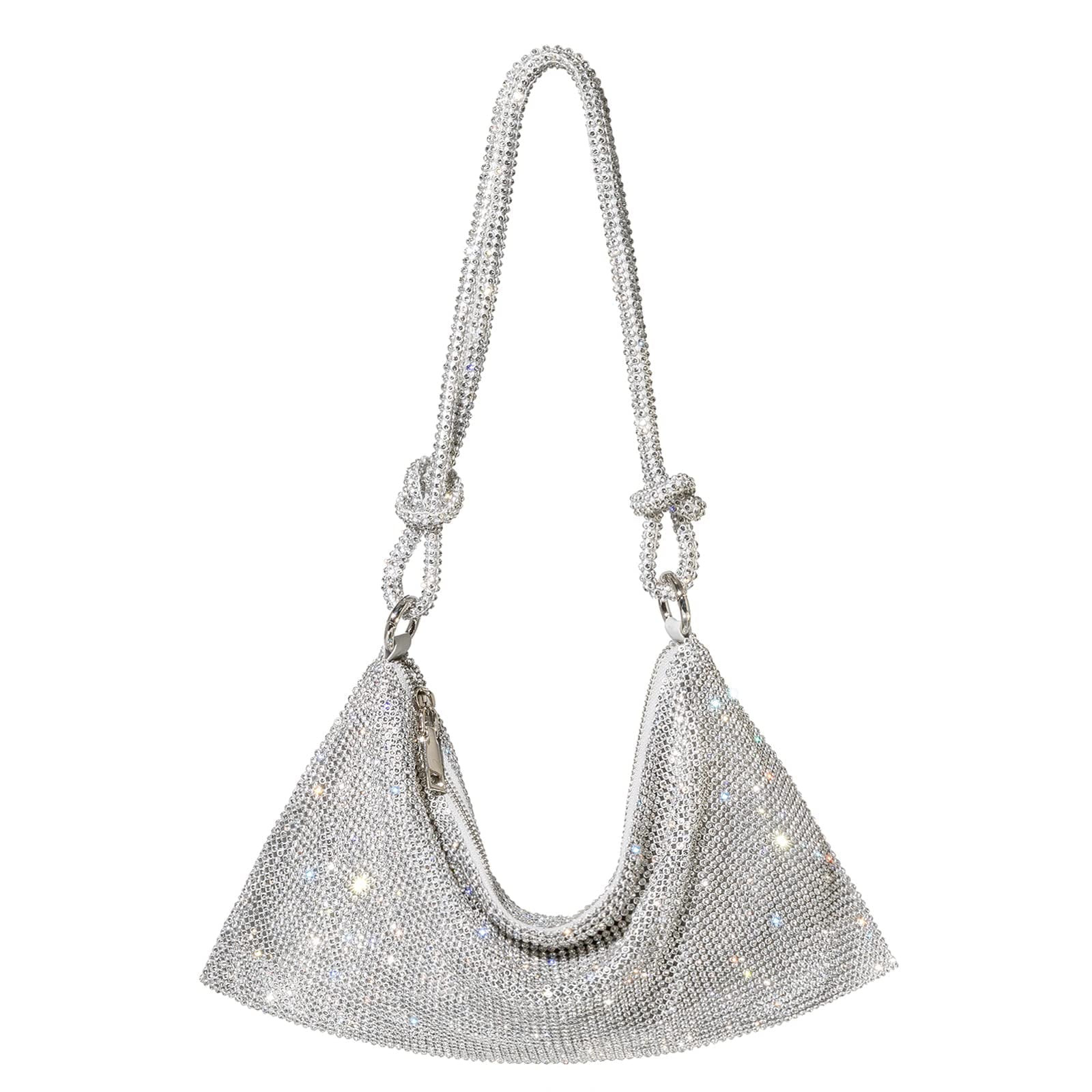 Rhinestone Purses for Women Luxury Diamond Shining Clutch Sparkly Hobo Bag Silver Handbag Vacatio... | Walmart (US)