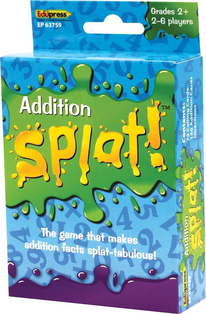 Edupress Math Splat™ Game: Addition Grades 2+ (EP63759), 3.5 H x 5.625 L x 2.25 W | Amazon (US)