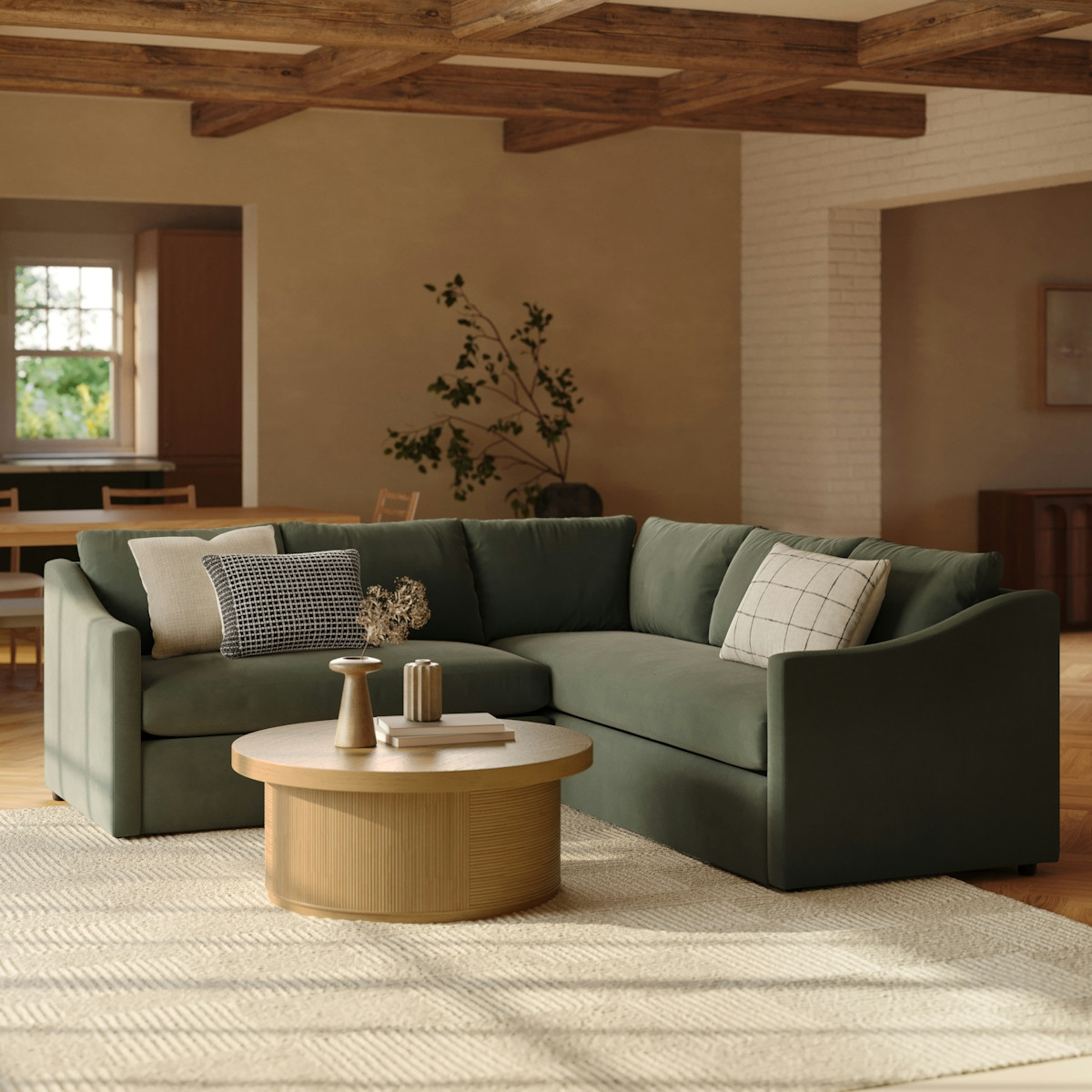 Landry 91" Velvet Corner Sectional - Hale Fir Green | Article