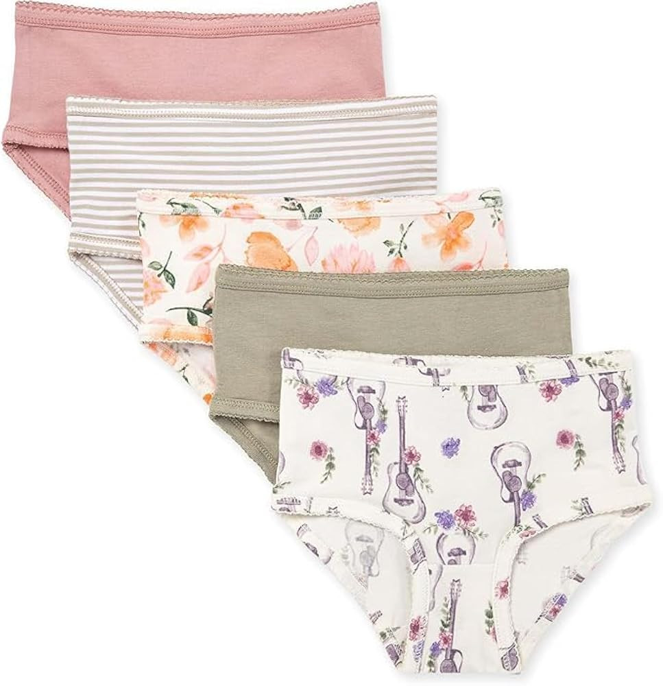 Burt's Bees Baby Toddler Girls' Underwear Set of 5 - Solids, Stripes,Prints, Tag-Free with Sizes ... | Amazon (US)