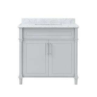 Home Decorators Collection Aberdeen 36 in. W x 22 in. D Single Bath Vanity in Dove Grey with Carr... | The Home Depot