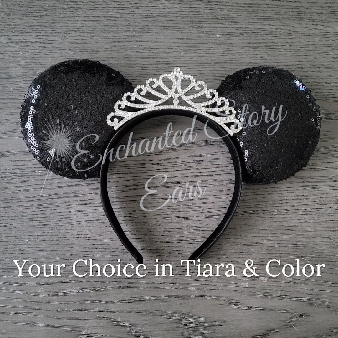 Princess Tiara Sequins Minnie Mouse Inspired Ears, Color Choice, Princess Ears, Queen Ears, Class... | Etsy (US)