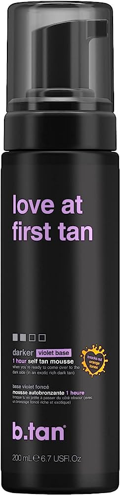 b.tan Darker Self Tanner | Love At First Tan - Fast, 1 Hour Sunless Tanner Mousse, Violet-Based, ... | Amazon (US)