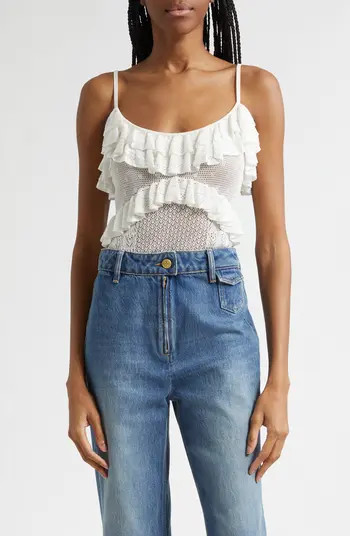 Bania Ruffle Trim Crochet Bodysuit | Nordstrom