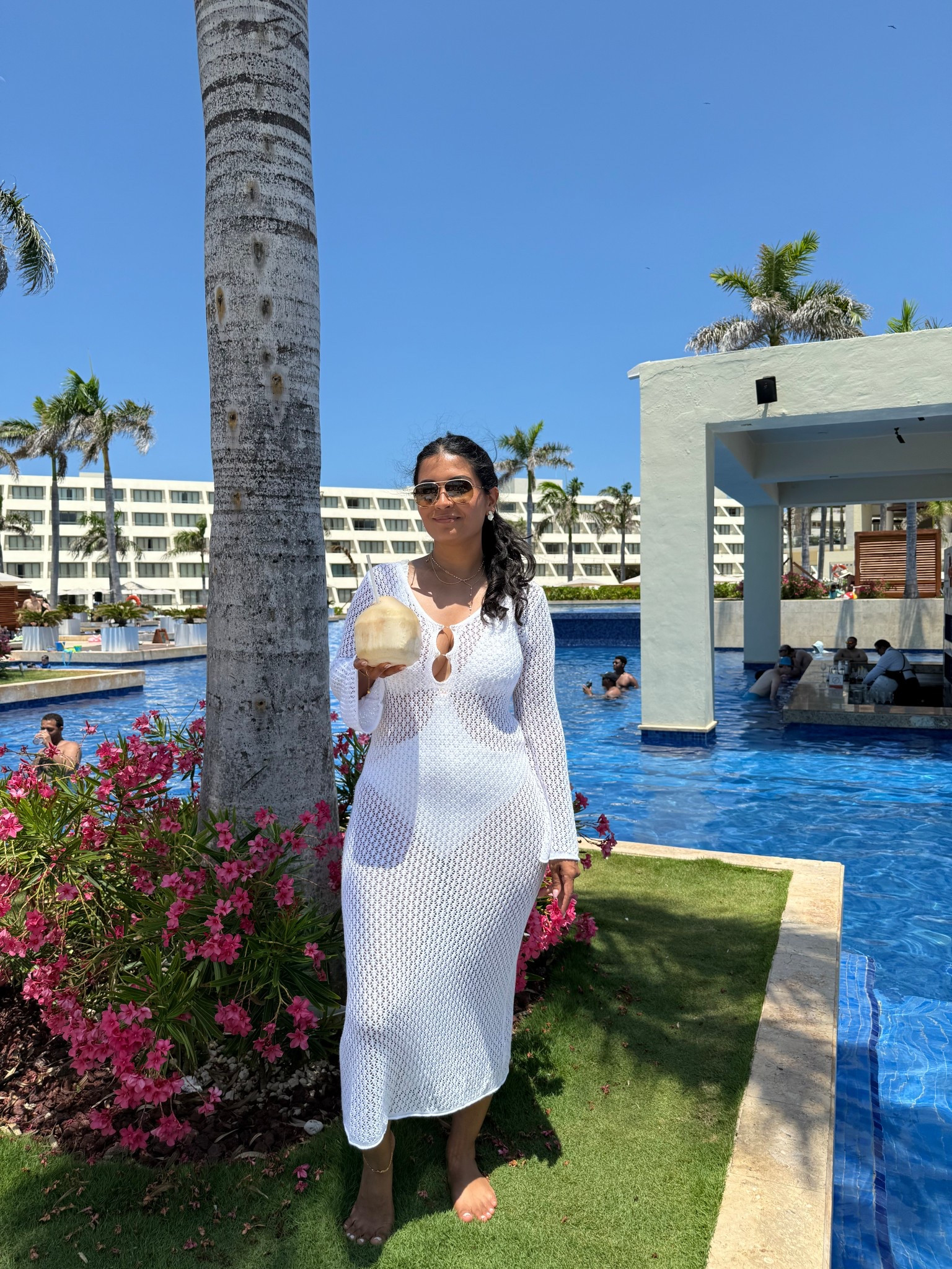 Went down one to a small in cover up, wearing my normal medium in bathing suit 