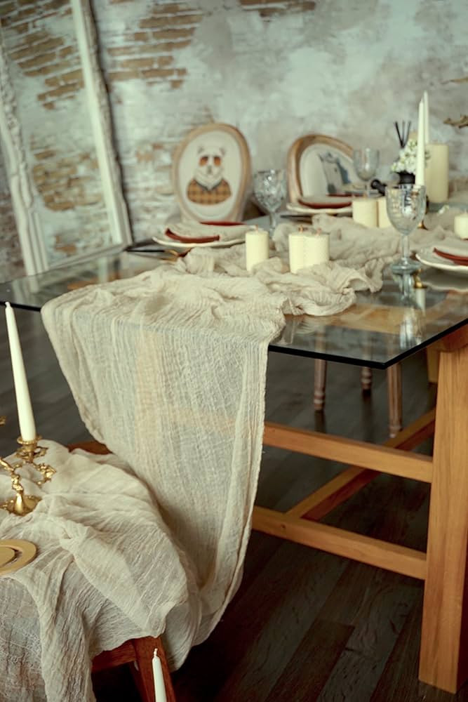 Table Runner 26x176 inches Cheesecloth Tablecloth for Wedding Rustic Boho Romantic Style Natural ... | Amazon (US)