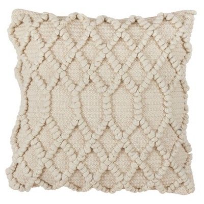 18" Diamond Weave Pillow-Cover Only Ivory - SARO Lifestyle | Target
